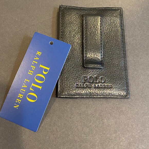 NWT Polo Ralph Lauren Men's Pebbled Leather Card Case Money Clip Gift Box Set - Picture 6 of 9